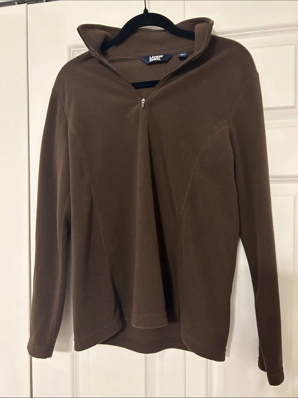 Lands' End Women's Brown Quarter-Zip Fleece Pullover